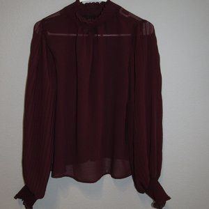Forever 21 turtle neck sheer maroon top